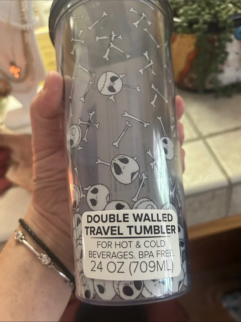 Jack Skellington Double-Wall Travel Tumbler - Black/White